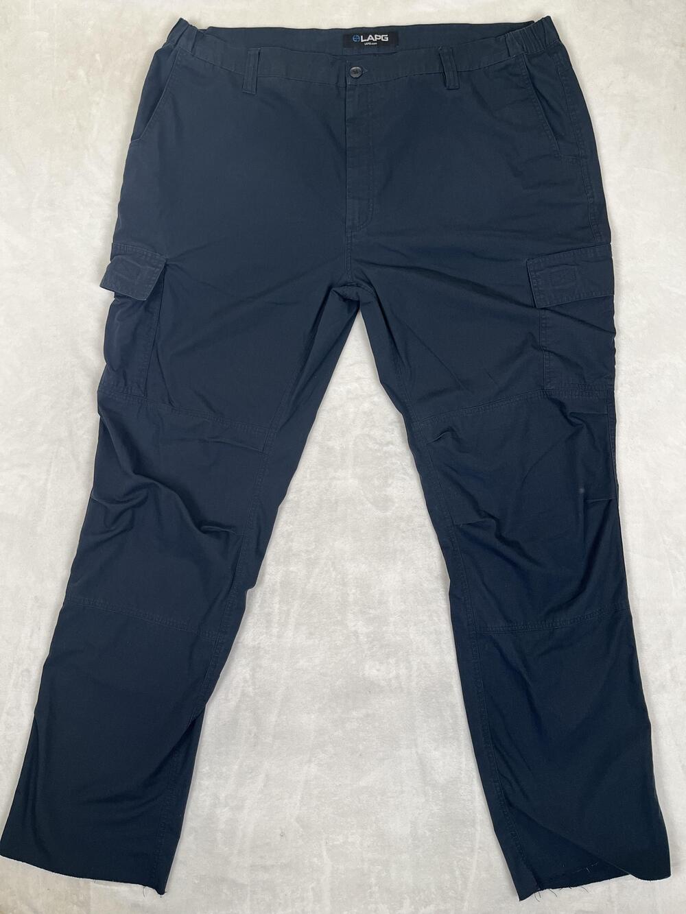 LAPG Cargo Pants Mens 46 UNH Navy Blue Relaxed Fit Ripstop Tactical Unhemmed